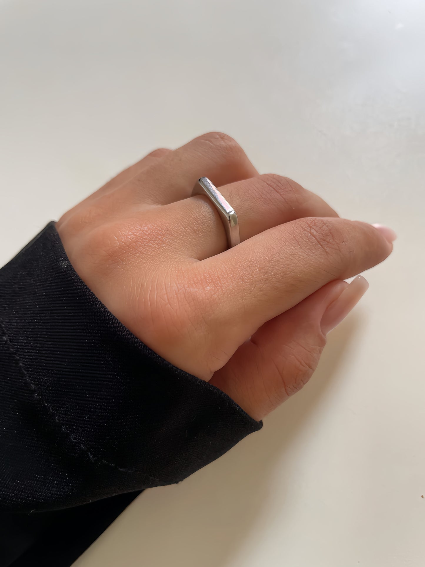 Anel reto quadrado 3mm de aço inox