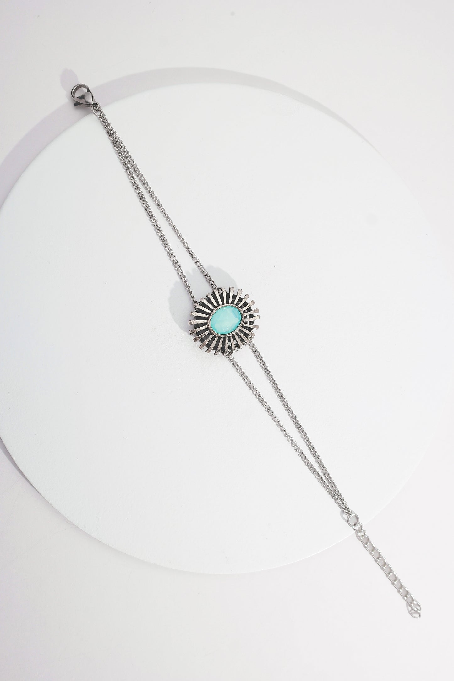 Pulseira peça sol azul Mar com corrente de aço