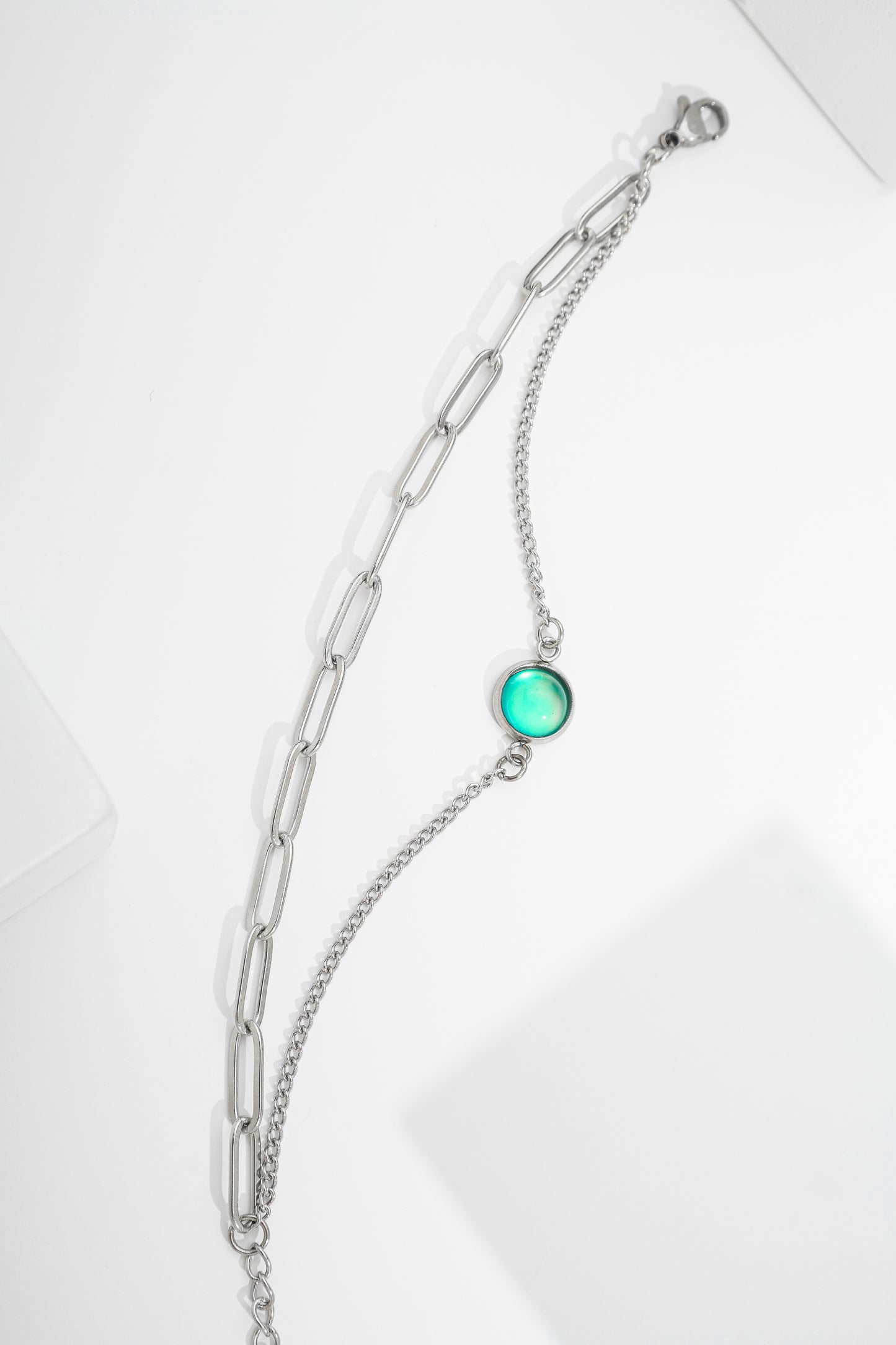 Pulseira dupla olho gato azul furta cor