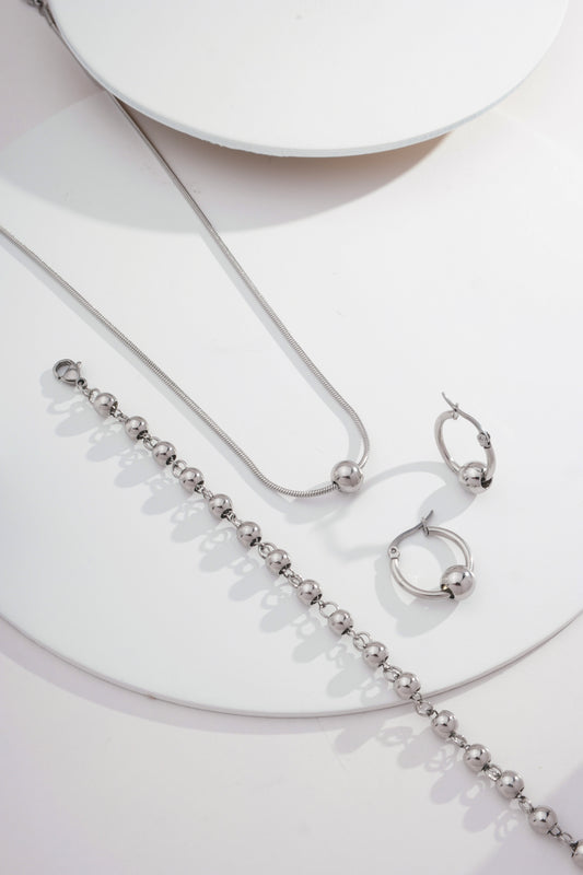 Conjunto Bolinha (Gargantilha, Argola com Bolinha e Pulseira toda bolinha)
