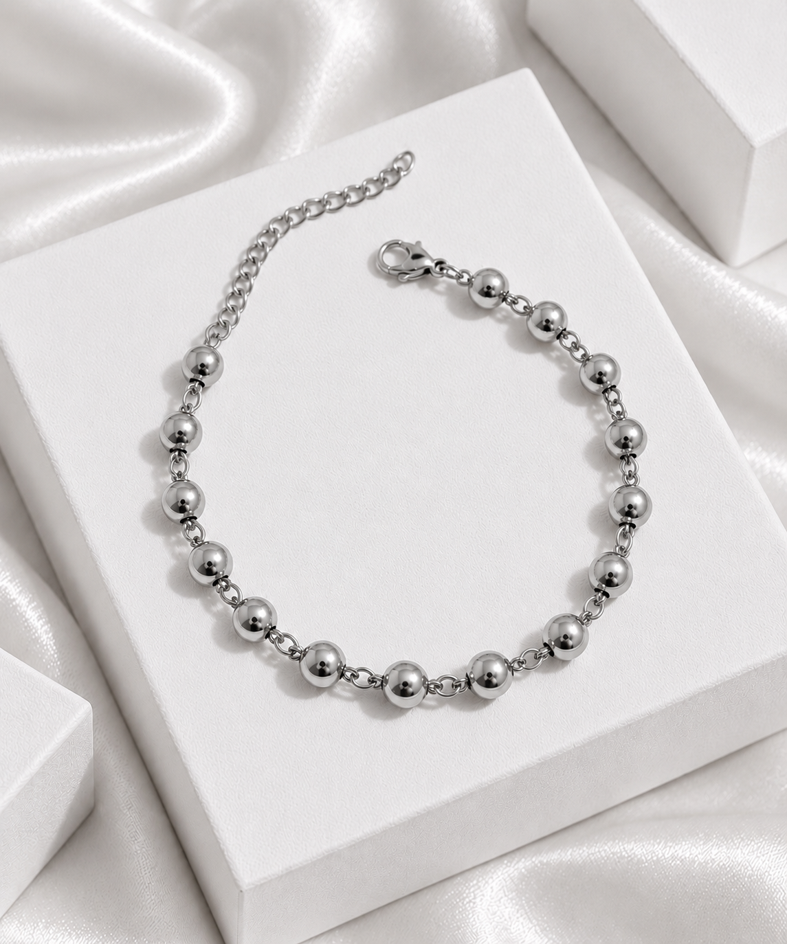 Pulseira toda com bolinhas de aço inox