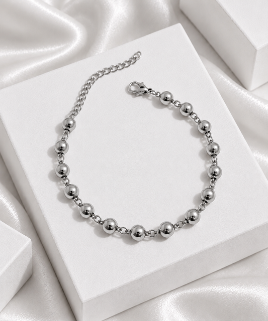 Pulseira toda com bolinhas de aço inox