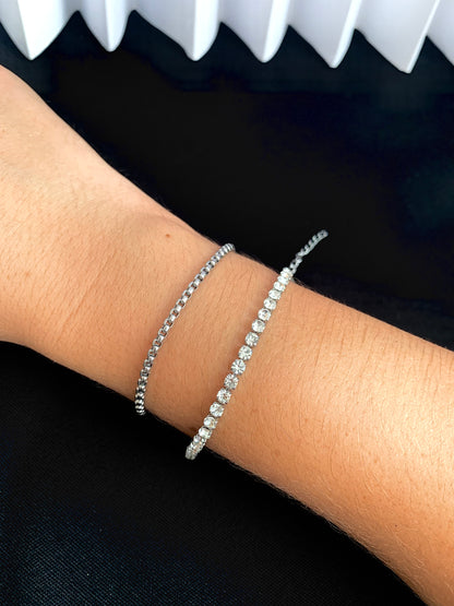 Pulseira toda de strass zirconia de aço
