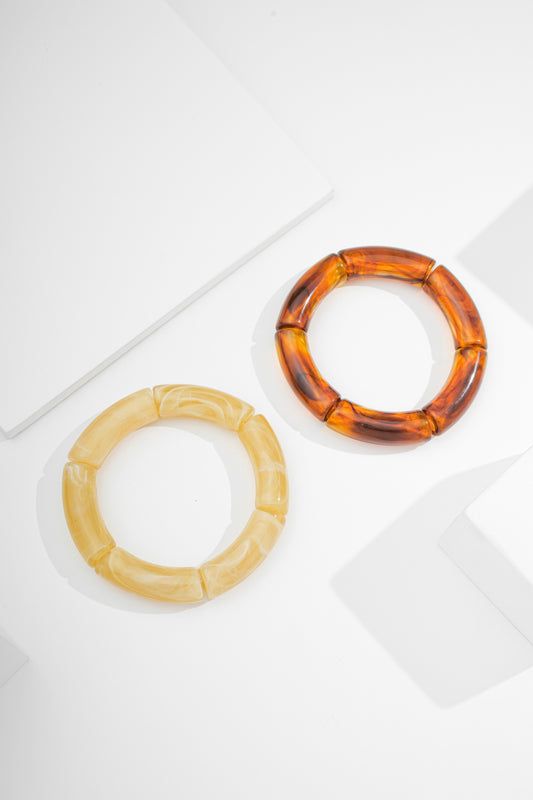 Bracelete tubo acrílico caramelo ou Nude