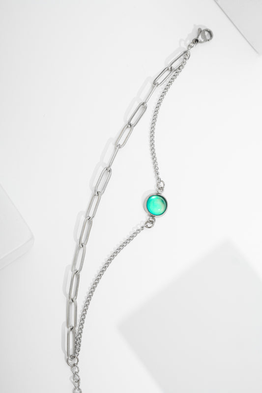 Pulseira dupla olho gato azul furta cor