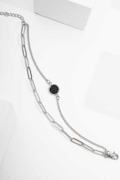 Pulseira dupla preto cascalho